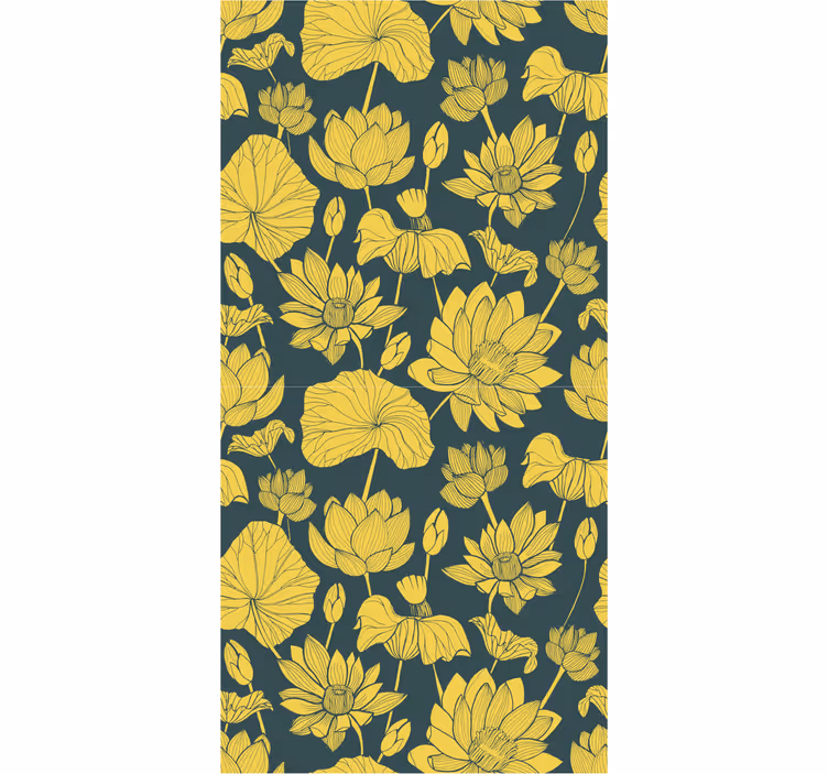 papel de parede flores ilustração de lótus botânico - TenStickers
