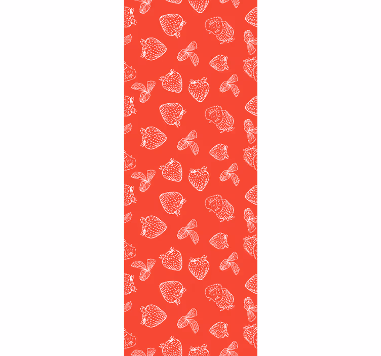 papel de parede flores desenho de morango - TenStickers