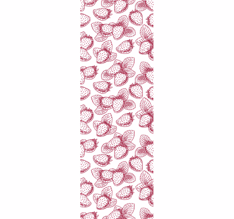 papel de parede para cozinha esboços de morango - TenStickers