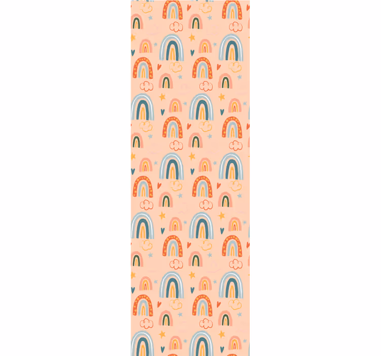 papel de parede infantil Padrão infantil tema arco-íris - TenStickers