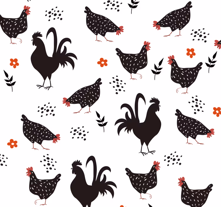papel de parede animais padrão rústico de aves - TenStickers