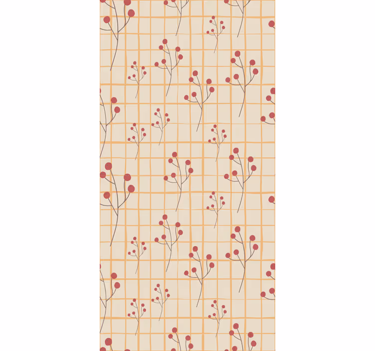 papel de parede flores padrão de ramo de baga - TenStickers