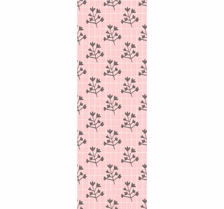 Papel de parede folhas padrão de grade botânica - TenStickers
