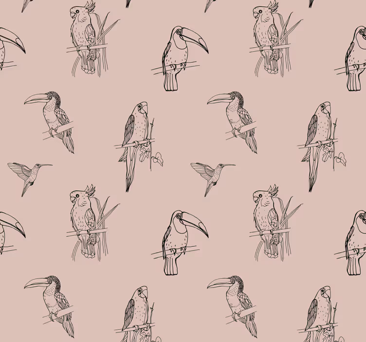 papel de parede de animais Pássaros pretos em fundo bege - TenStickers
