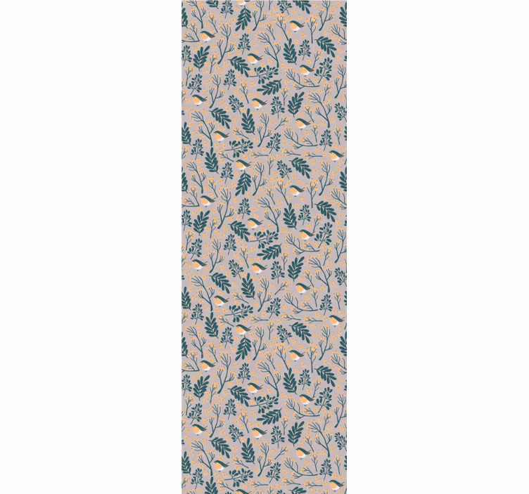 Papel de parede natureza padrão de folhagem de pássaros - TenStickers