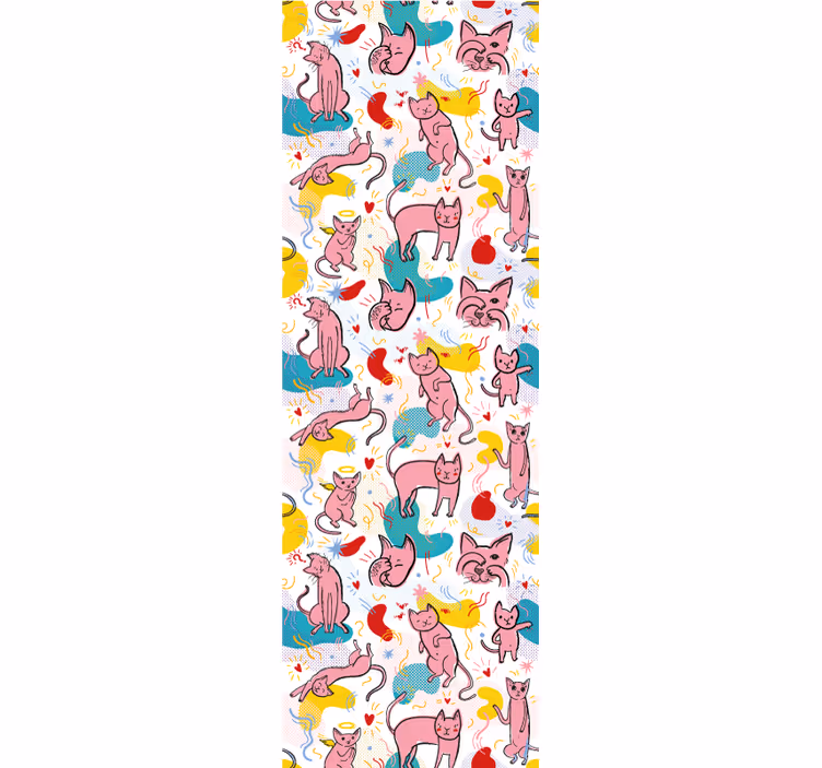 Papel de parede gatos padrões felinos brincalhões - TenStickers