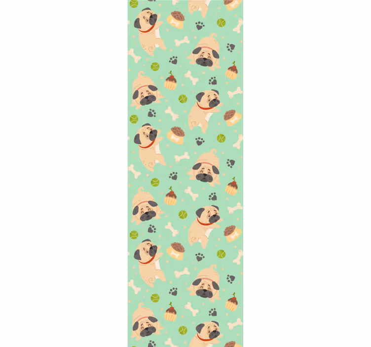Papel de parede cães jogo de padrão pug - TenStickers