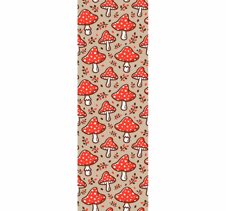 papel de parede floral Cogumelos típicos em fundo bege - TenStickers