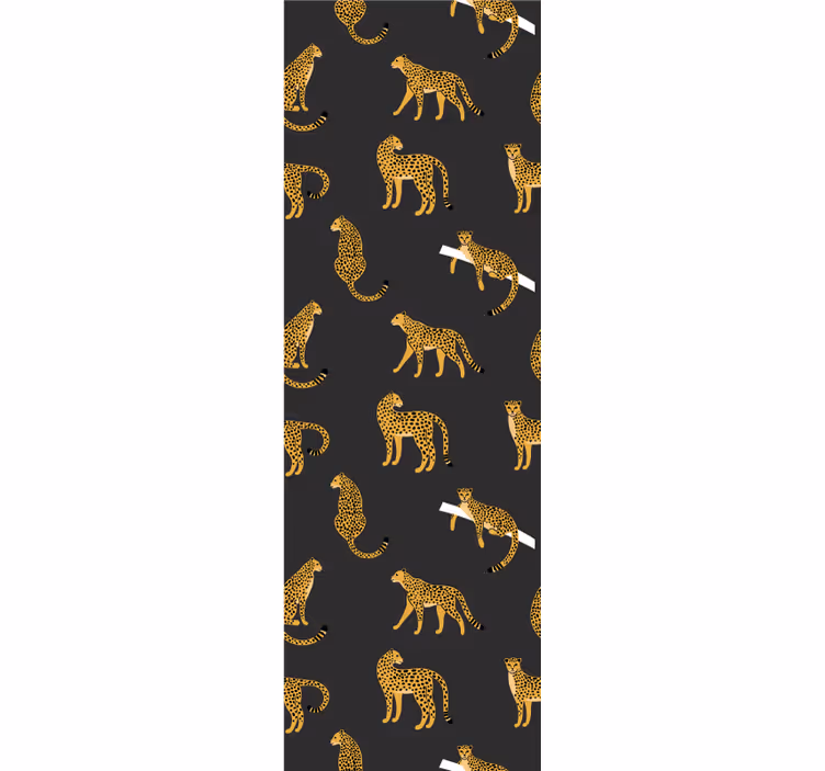 papel de parede para sala Leopardos em padrão de fundo escuro - TenStickers
