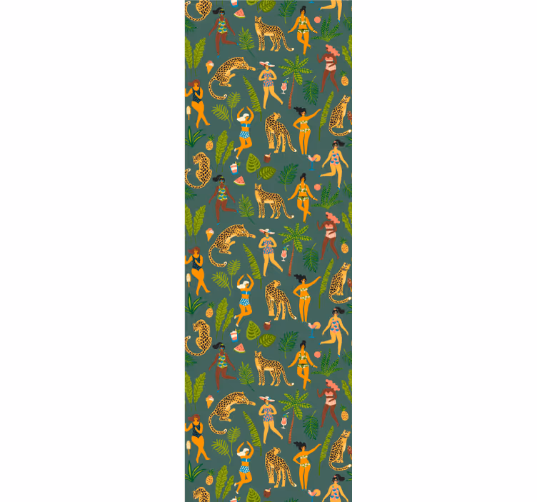 papel de parede animais motivo de dança da selva - TenStickers