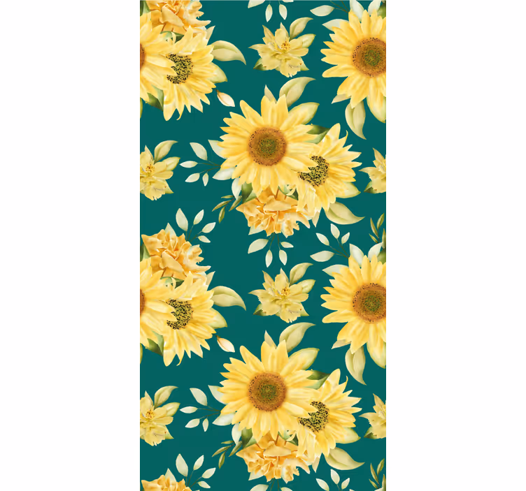 papel de parede flores padrão de flor de girassol - TenStickers