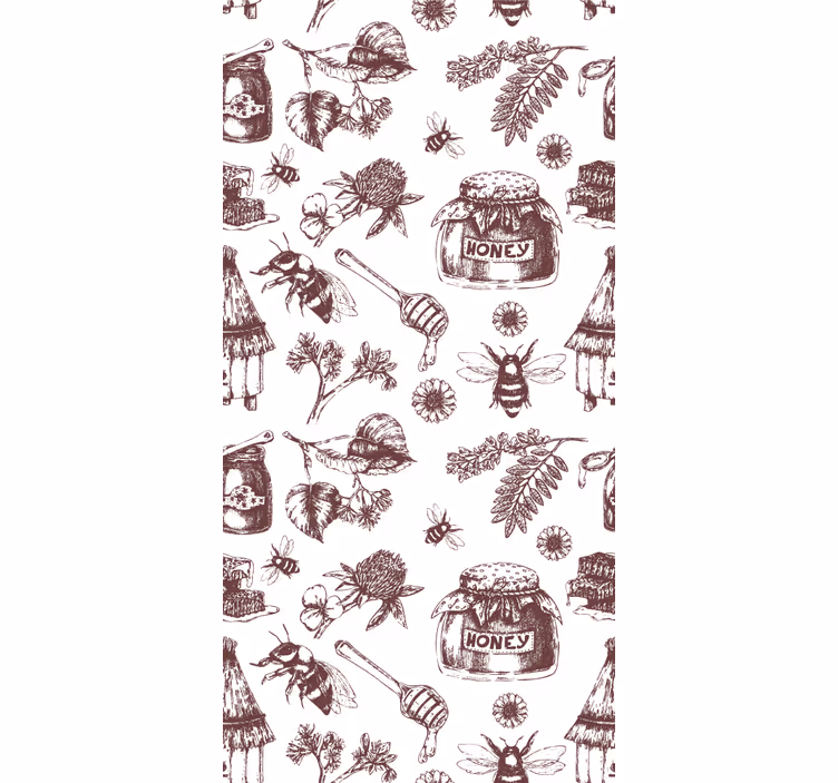 papel de parede animais desenho de apiário rústico - TenStickers