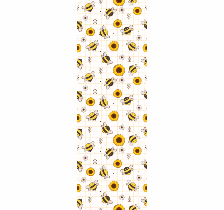papel de parede animais padrão de girassóis de abelhas - TenStickers
