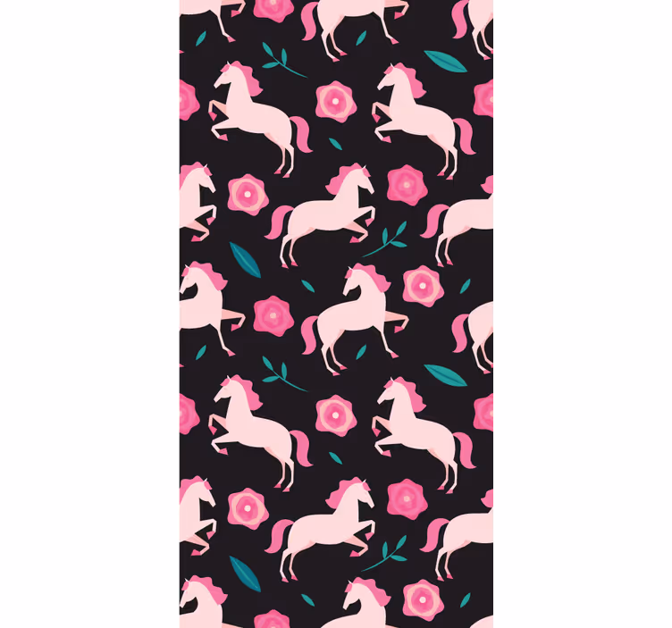 papel de parede animais florais equestres caprichosos - TenStickers
