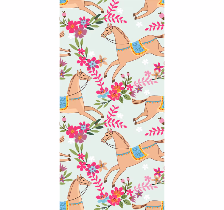 papel de parede animais flores equestres - TenStickers