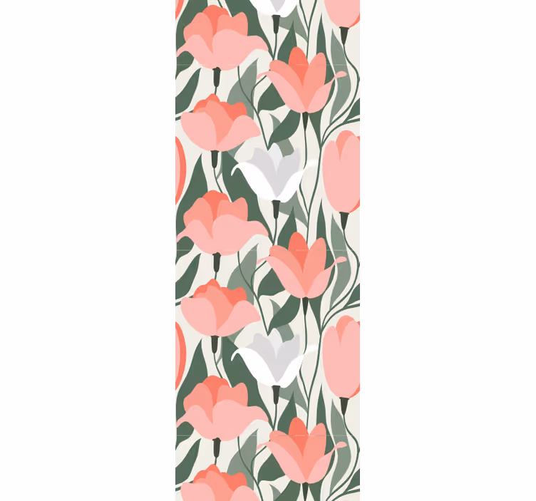 papel de parede flores padrão de tulipa botânica - TenStickers