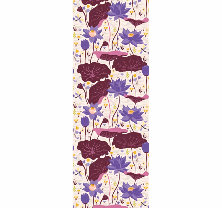 papel de parede flores padrão azul e roxo - TenStickers