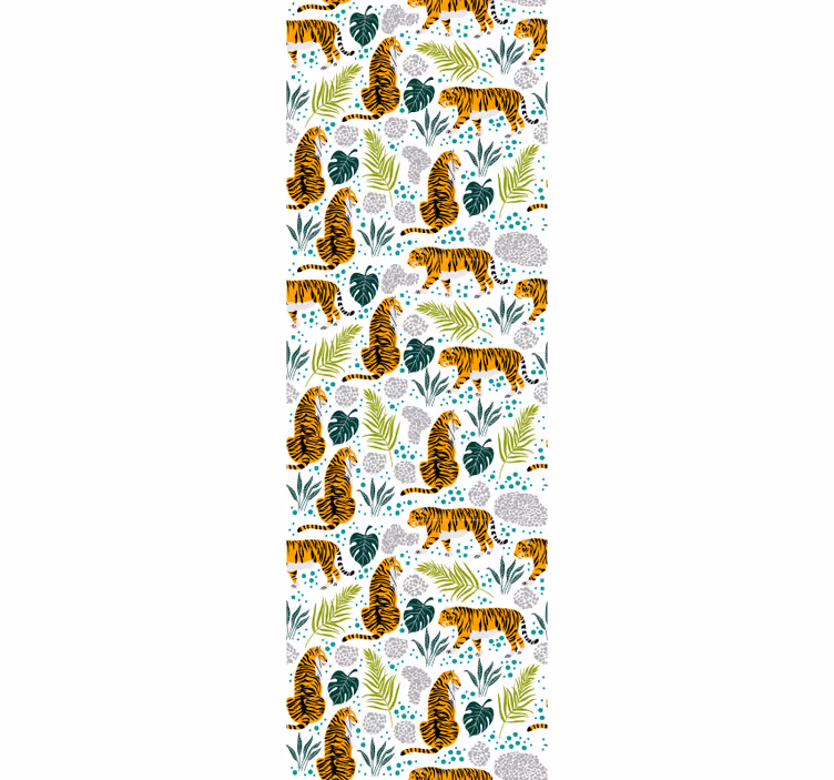 papel de parede animais tigres e folhagens - TenStickers