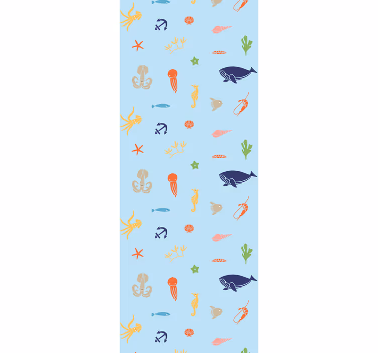 papel de parede animais padrão de fauna oceânica - TenStickers