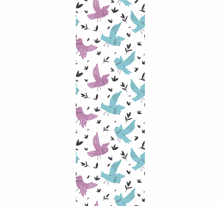 papel de parede animais padrão de pássaro pastel - TenStickers