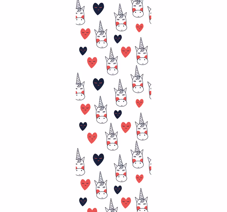papel de parede artístico padrão de coração de unicórnio - TenStickers