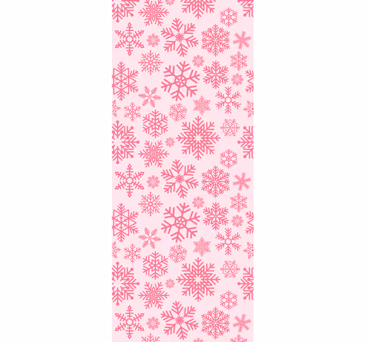 Papel de parede Natal padrão de floco de neve rosa - TenStickers