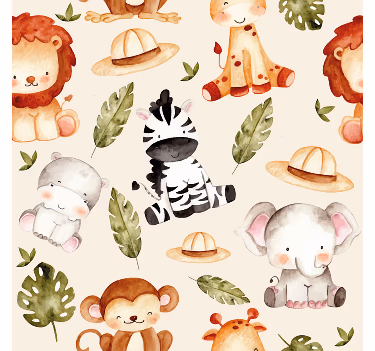papel de parede infantil Safari bege - TenStickers