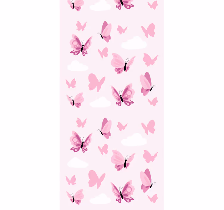 papel de parede infantil Borboletas minimalistas com fundo rosa - TenStickers