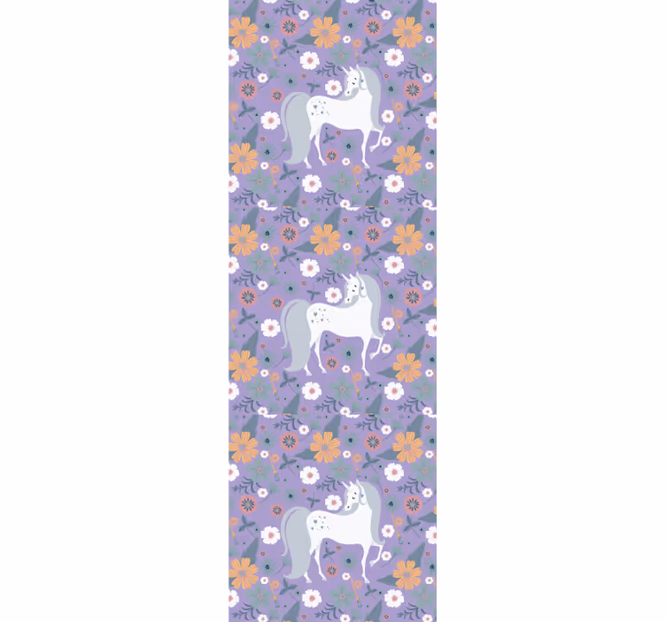 papel de parede animais padrão floral de unicórnio - TenStickers