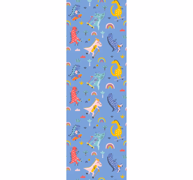 Papel de parede dinossauros dinossauros patinando - TenStickers