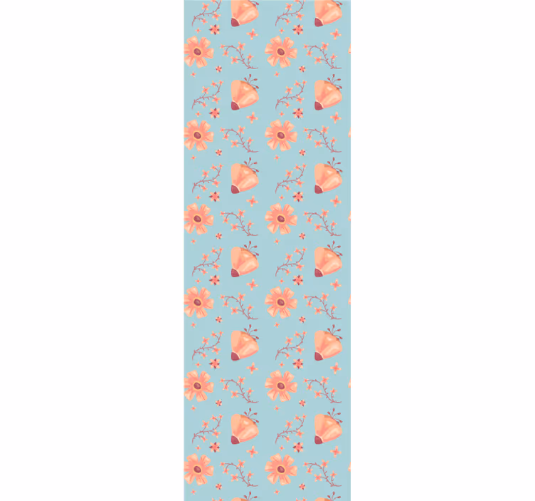 Papel de parede flores padrão floral borboleta - TenStickers