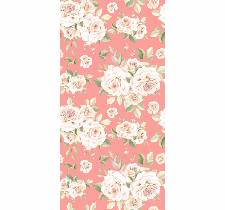 papel de parede flores padrão floral rosa - TenStickers
