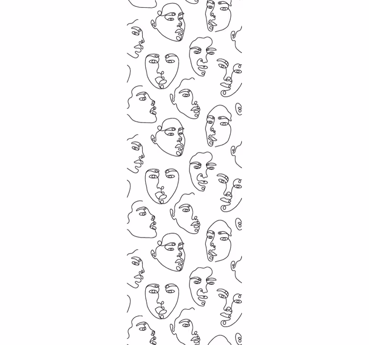 papel de parede artístico rostos de arte de linha - TenStickers