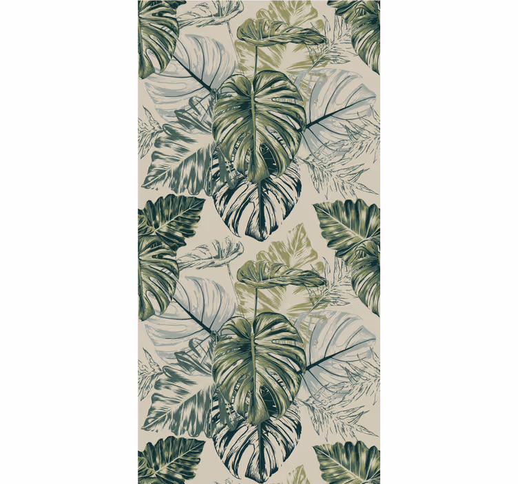 papel de parede abstracto Monstera desbotado folhas com cinza - TenStickers