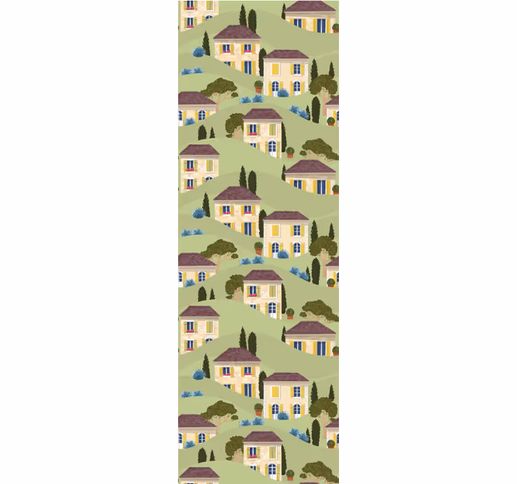 Papel de parede infantil padrão villa campestre - TenStickers