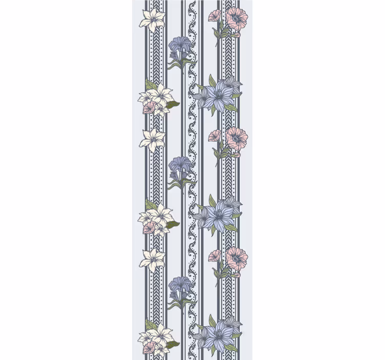 papel de parede flores motivo de listras florais - TenStickers