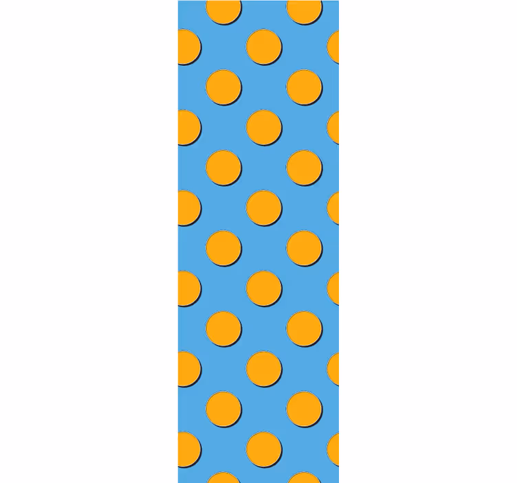 Papel de parede círculos e bolinhas laranja sobre fundo azul - TenStickers