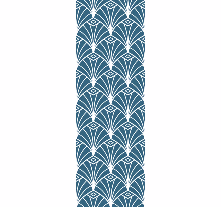 papel de parede triângulos Arte moderna deco padrão azul e branco - TenStickers