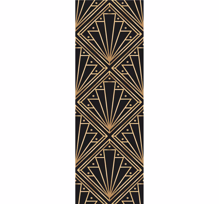 papel de parede quadrados Padrão quadrado deco dourado e preto - TenStickers