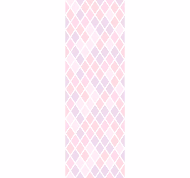 papel de parede quadrados Desenho de losangos rosa e branco - TenStickers