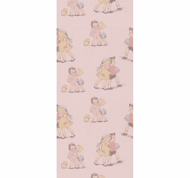 Papel de parede vintage Crianças e flores padrão dos anos 80 - TenStickers