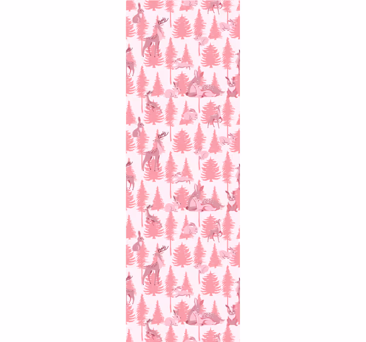 papel de parede animais motivo de floresta rosa - TenStickers