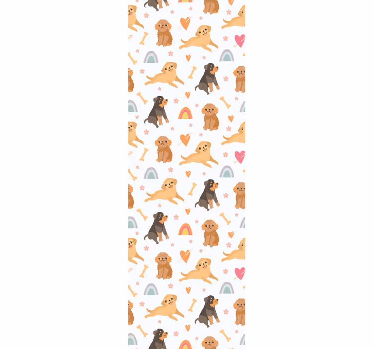 papel de parede infantil cão fofo e padrão de arco-íris - TenStickers