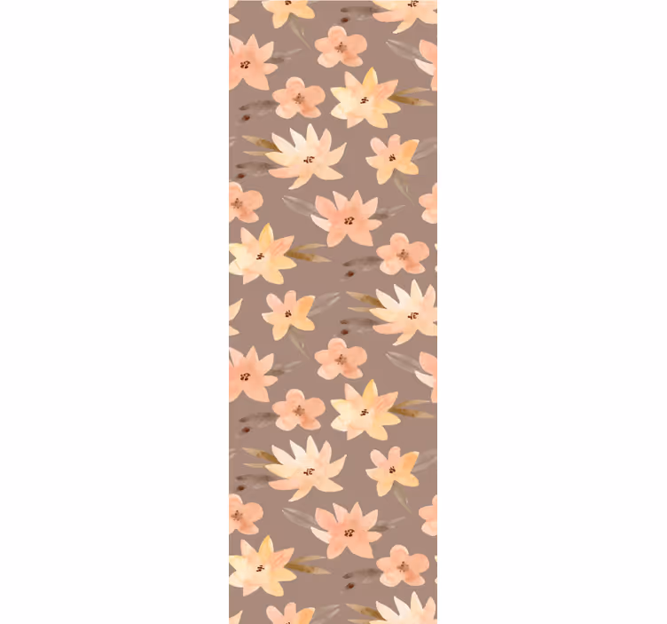 papel de parede flores padrão de floração marrom - TenStickers