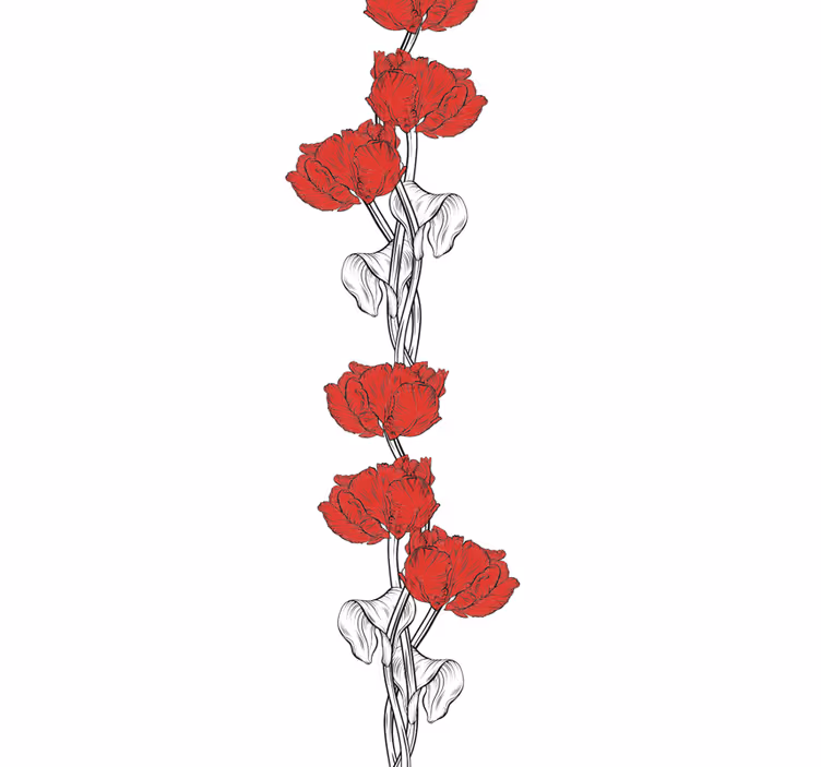 papel de parede flores tiras florais vermelhas - TenStickers