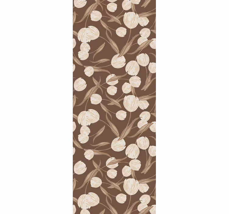 papel de parede flores padrão floral marrom - TenStickers