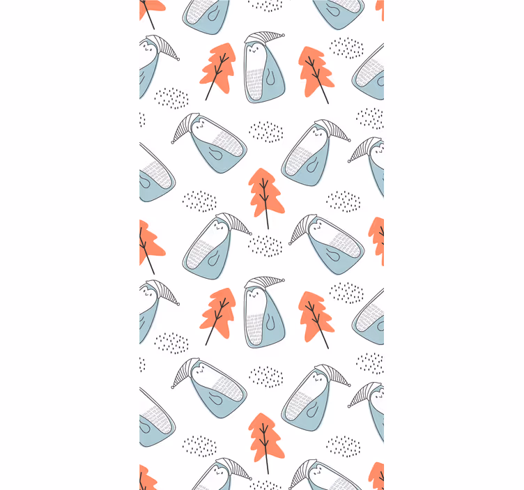 papel de parede animais padrão de pinguins sonolentos - TenStickers