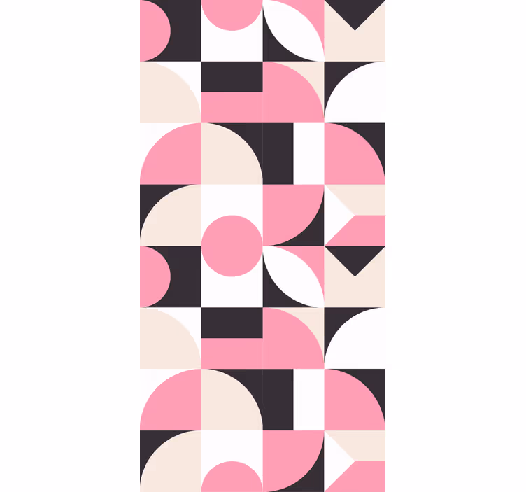 Papel de parede formas geométricas rosa e preto - TenStickers