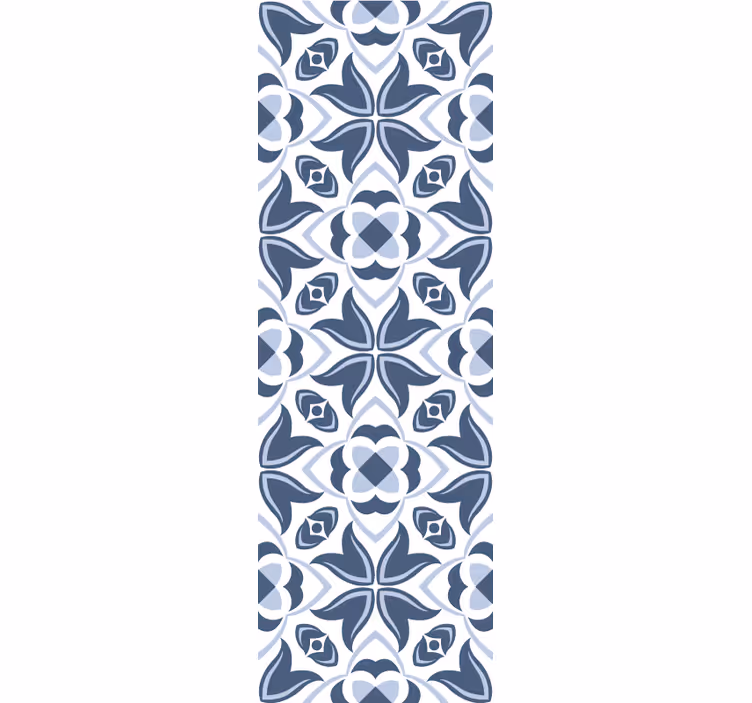 papel de parede azulejo flores geométricas azuis - TenStickers