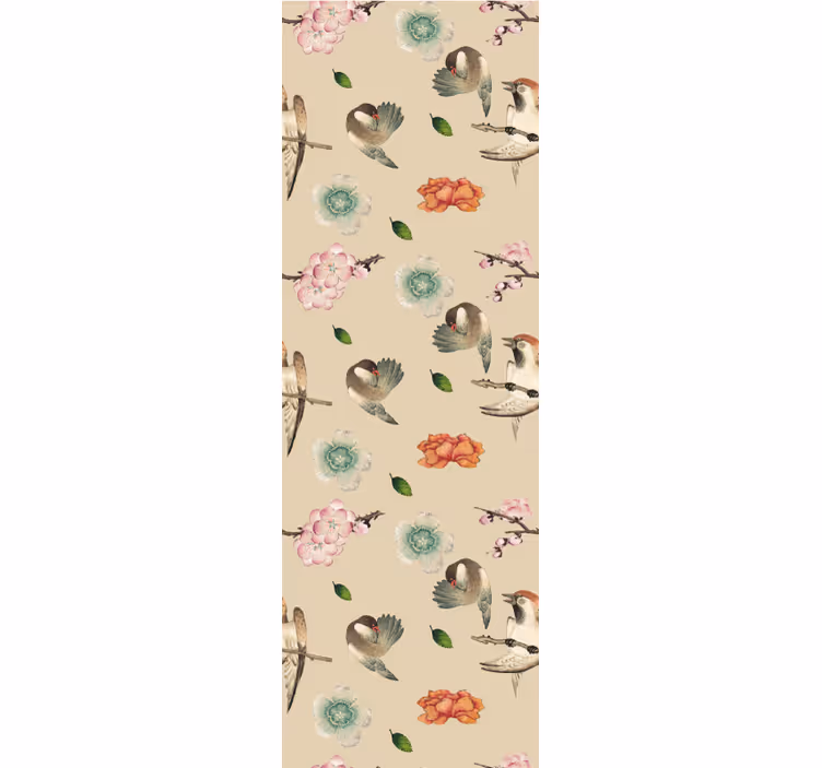 papel de parede flores pássaros encantadores florescem - TenStickers